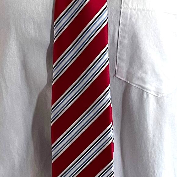 3x15 Men's Black, White, Blue Striped Tie - Picture 2 of 6